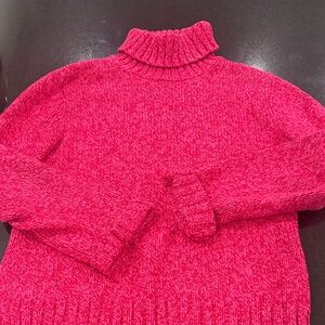 Lands' End Vibrant Pink Turtleneck Sweater